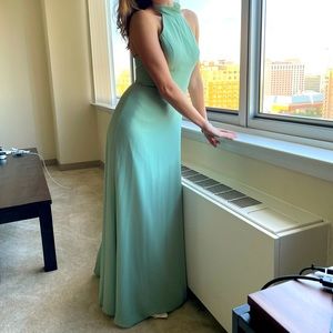 Amsale Mint Green Halter Wedding Dress